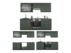 Mueble de cocina verde-dorado casa de campo/antracita 235x60x81.6 fame-line