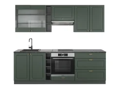 Mueble de cocina verde-dorado casa de campo/antracita 235x60x81.6 fame-line