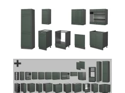 Mueble de cocina verde-dorado casa de campo/antracita 300x60x81.6 fame-line