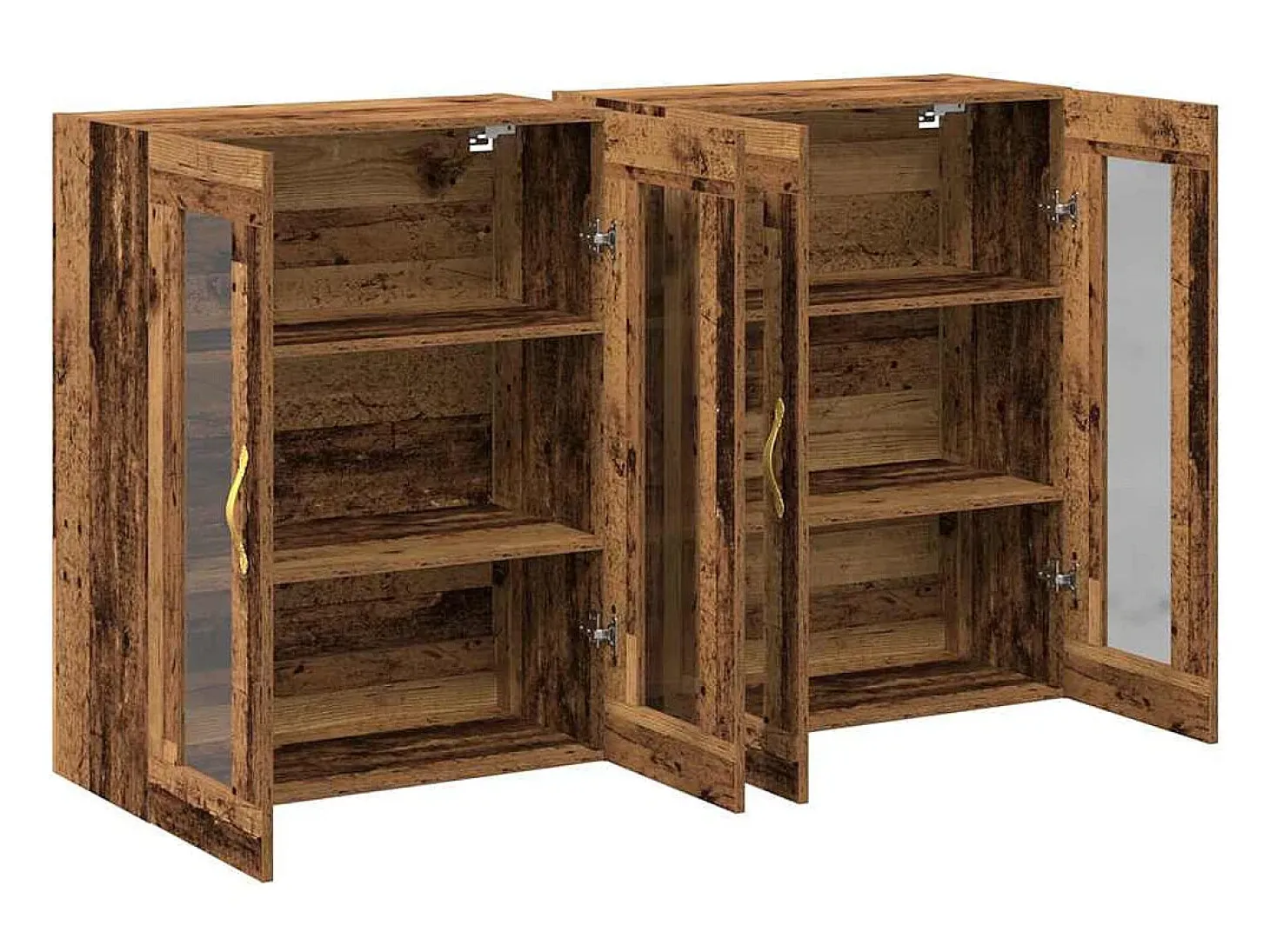 Mueble de pared de 2 piezas, madera antigua, 69,5 x 34 x 90 cm