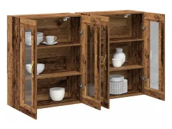 Mueble de pared de 2 piezas, madera antigua, 69,5 x 34 x 90 cm