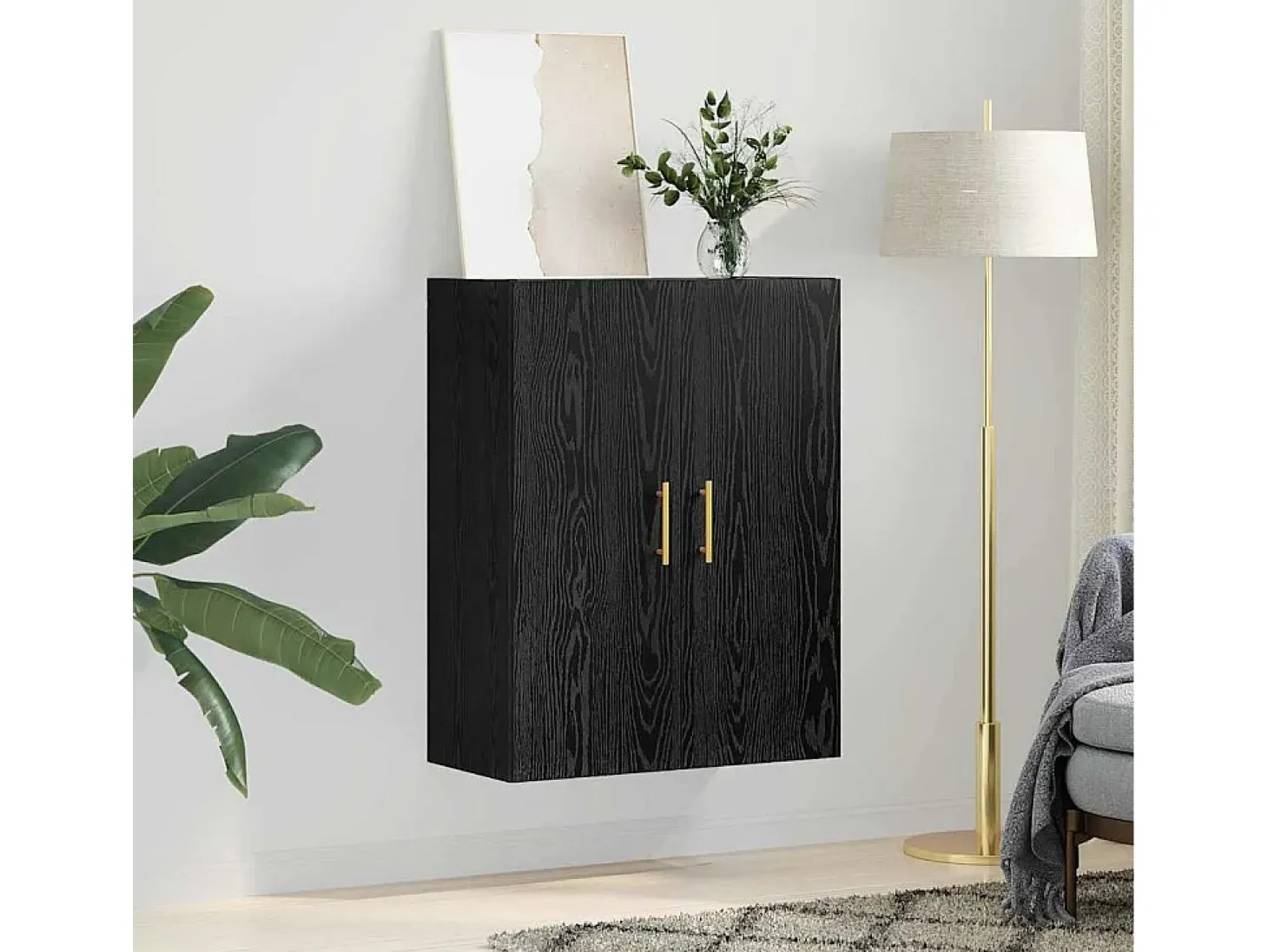 Mueble de pared negro 69,5 x 34 x 90 cm Madera de ingeniería