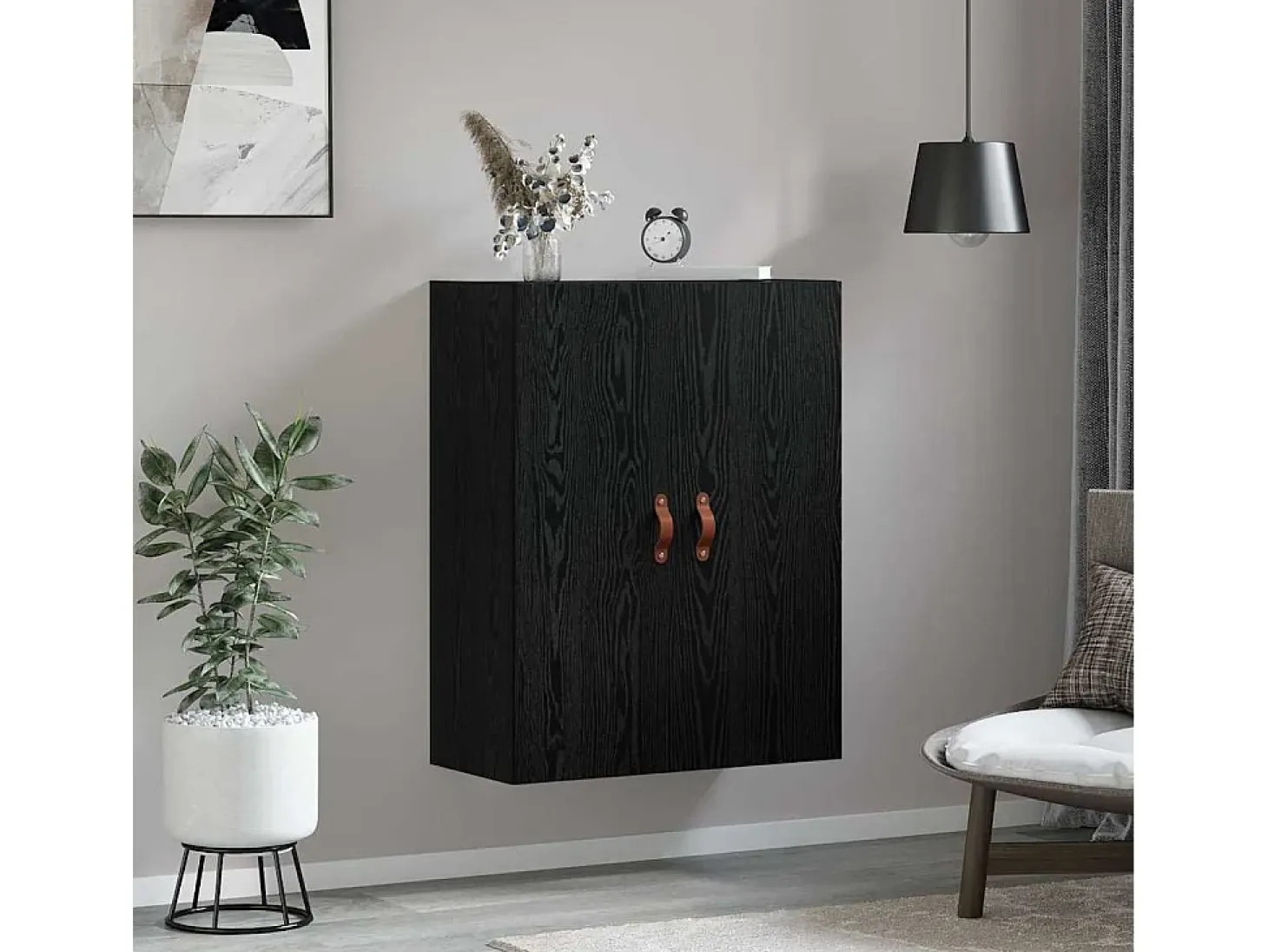 Mueble de pared negro 69,5 x 34 x 90 cm Madera de ingeniería