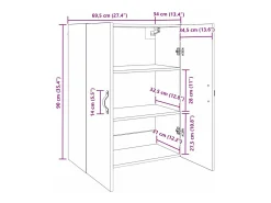Mueble de pared negro 69,5 x 34 x 90 cm Madera de ingeniería