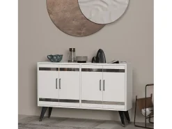 Mueble de TV – 120 cm x 30 cm x 80 cm – Blanco – Aglomerado
