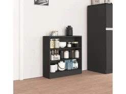 Mueble estantería de cocina Sole con 3 estantes, color antracita mate y report, 90 x 90 x 25 cm
