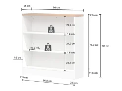 Mueble estantería de cocina Sole con 3 estantes, color antracita mate y report, 90 x 90 x 25 cm