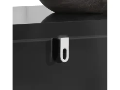 Mueble TV geométrico, diseño moderno, MDF, negro y dorado, con 2 puertas y 4 compartimentos (152x40x75 cm)