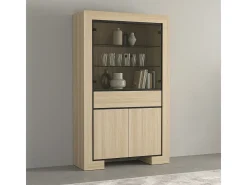 Mueble vajillero 4 puertas 1 cajón Lucius Madera y Negro