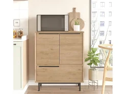Mueble versátil aparador para cocina o zapatero con 3 puertas de madera de 75x36x90 cm Thaon - Natural