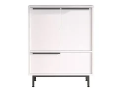 Mueble versátil aparador para cocina o zapatero con 3 puertas de madera de 75x36x90 cm Thaon - Blanco