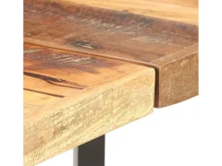 Muebles de bar 9 pzas madera maciza reciclada cuero real lona