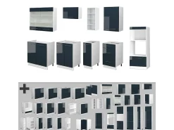 Muebles de cocina azul oscuro alto brillo/blanco 280x46x81.6 fame-line