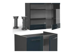 Muebles de cocina azul oscuro alto brillo/antracita 240x46x81.6 fame-line