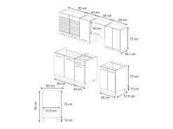 Muebles de cocina azul oscuro alto brillo/antracita 240x46x81.6 fame-line