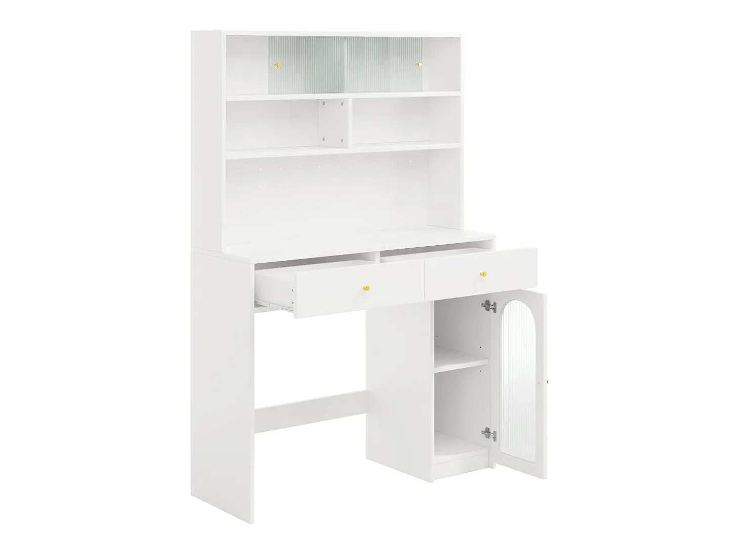 Muebles de cocina - incluye un plan de trabajo - con 2 cajones - estantes ajustables y espacio de almacenamiento abierto - blanco