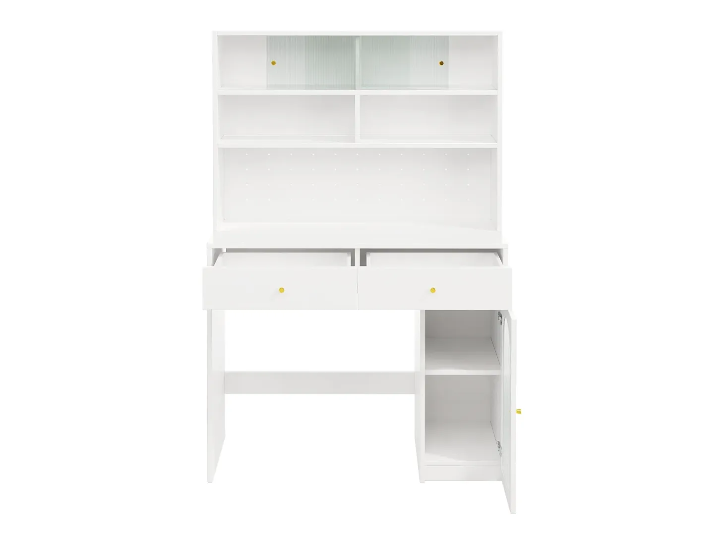 Muebles de cocina - incluye un plan de trabajo - con 2 cajones - estantes ajustables y espacio de almacenamiento abierto - blanco