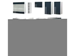 Muebles de cocina azul oscuro alto brillo/blanco 235x60x81.6 fame-line