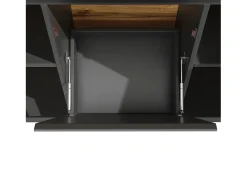 Muebles de cocina 120x40x180cm - con iluminación LED - con 4 puertas y 1 compartimento para basura - negro