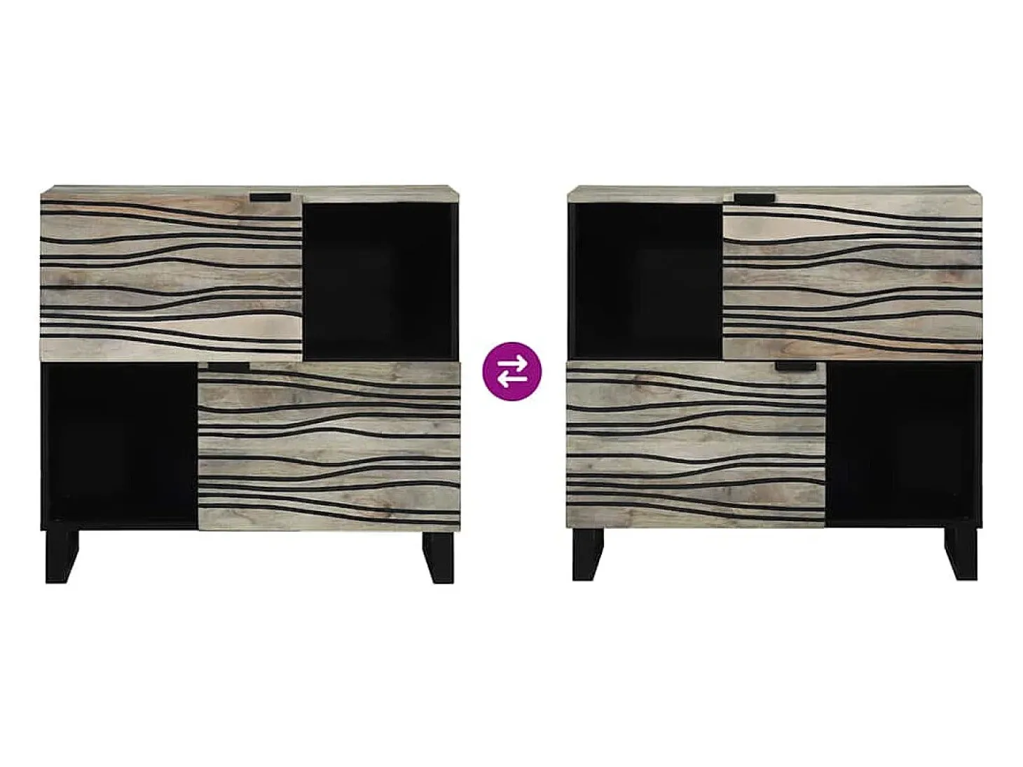 Muebles y estantes para almacenamiento de medios en blanco y negro
