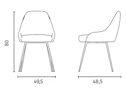 Nandy - Silla de microfibra efecto terciopelo negro 1 ud