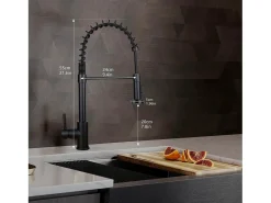 NETTLIFE Grifo de cocina con ducha extraíble Mezclador de cocina Grifo giratorio Mezclador de fregadero de alta presión con 2 tipos de chorros, Negro
