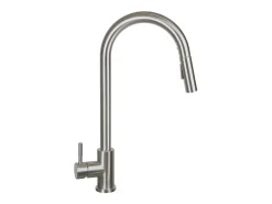 NETTLIFE Grifo de cocina con ducha de mano extensible, alta presión, acero inoxidable de doble chorro y giratorio 360 °, níquel