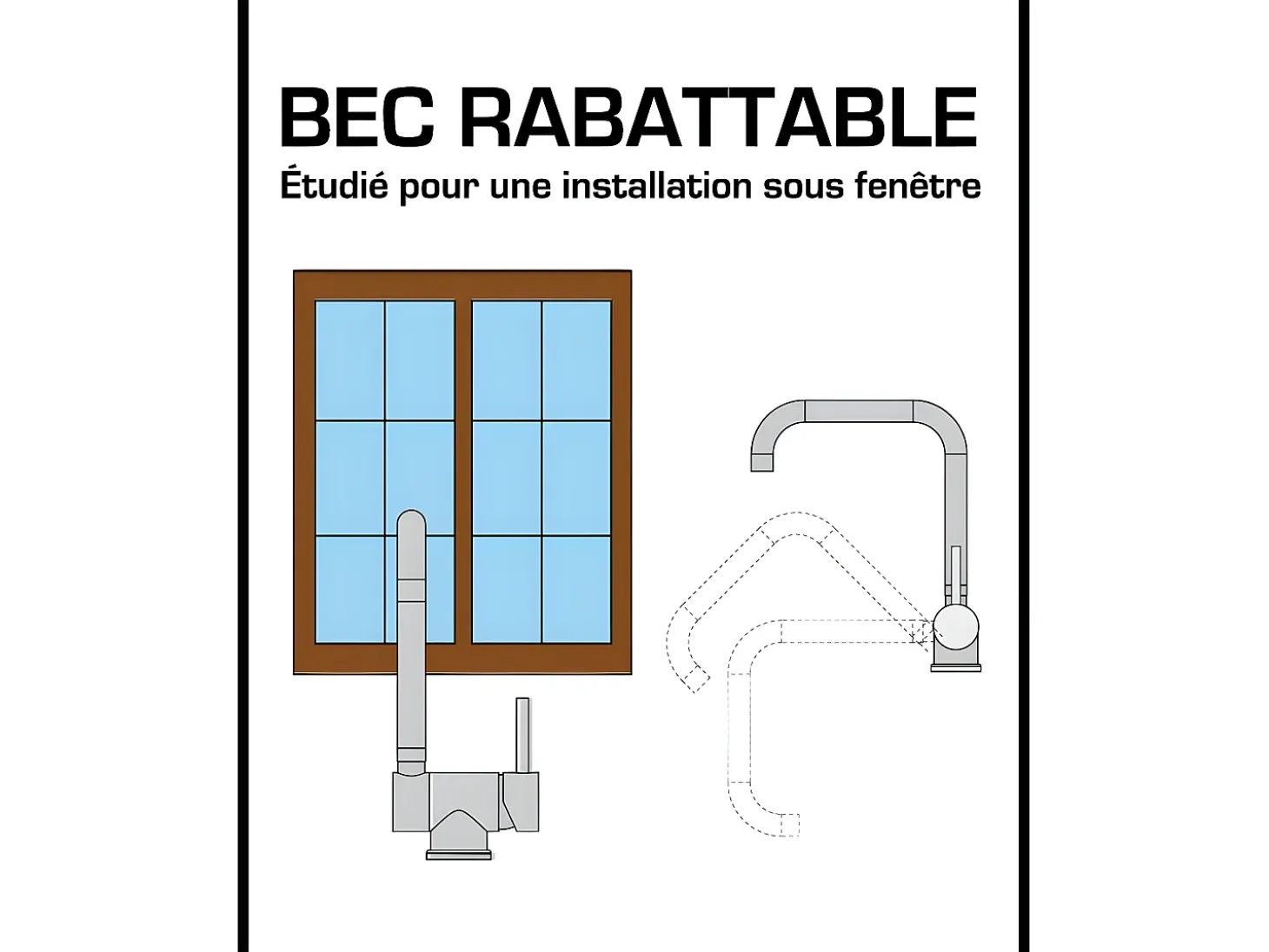 New Oslo grifo monomando para fregadero cromado abatible «especial ventana» Essebagno