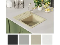 Oksbøl Fregadero de cocina de granito con un seno beige