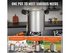 Olla de Acero Inoxidable SucceBuy de 42 L con Colador y Tapa para la Cocción, Perfecta para Preparaciones Culinarias y Eventos