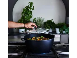 Olla de cocción lenta alta, interior de cerámica con tapa - 32 cm