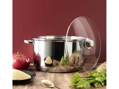Olla de metal de 10L con tapa de vidrio para inducción