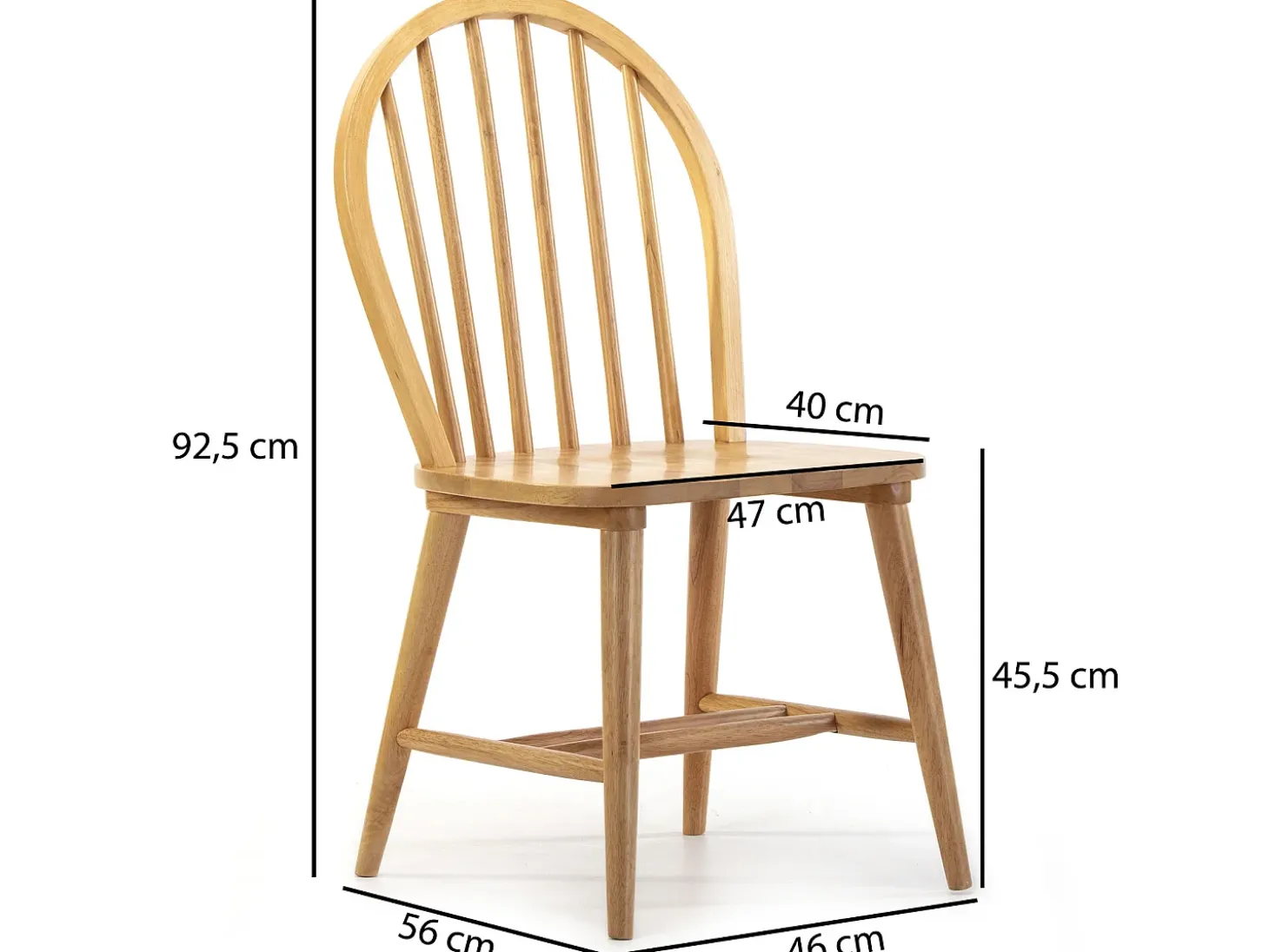 Pack 2 sillas Clarck Color Roble, Madera Maciza, 48 x 48 x 92 cm