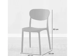 Pack 5 Sillas Cocina Color Negro de plastico Polipropileno, Silla de Exterior, Silla de Comedor Medidas: 40 cm (Ancho) x 55 cm (Largo) x 80 cm (Alto)