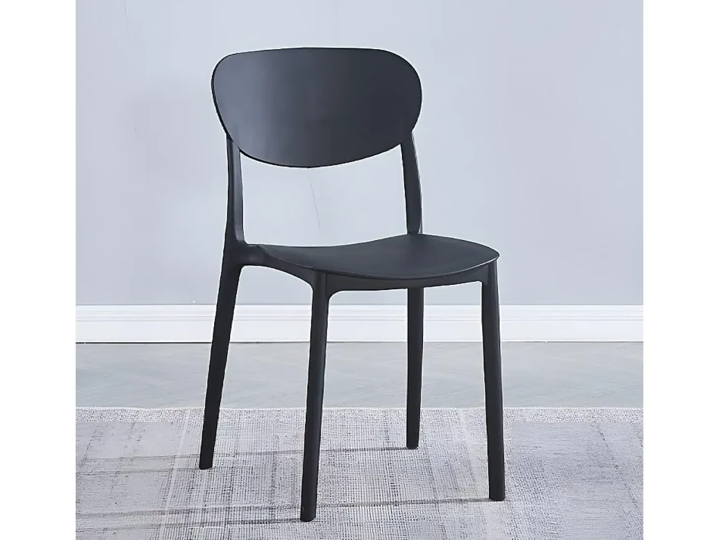 Pack 5 Sillas Cocina Color Negro de plastico Polipropileno, Silla de Exterior, Silla de Comedor Medidas: 40 cm (Ancho) x 55 cm (Largo) x 80 cm (Alto)
