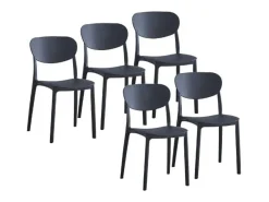 Pack 5 Sillas Cocina Color Negro de plastico Polipropileno, Silla de Exterior, Silla de Comedor Medidas: 40 cm (Ancho) x 55 cm (Largo) x 80 cm (Alto)