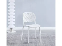 Pack 5 Sillas Cocina Color Blanco de plastico Polipropileno, Silla de Exterior, Silla de Comedor Medidas: 40 cm (Ancho) x 55 cm (Largo) x 80 cm (Alto)