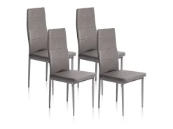 Pack 4 sillas comedor Laia símil piel gris 98x43x44 cm Adec