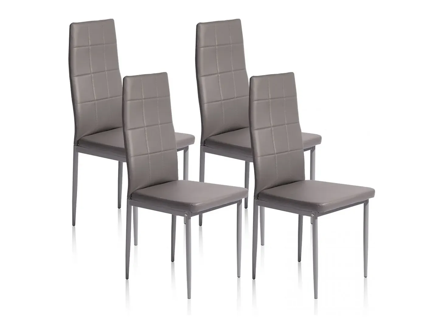 Pack 4 sillas comedor Laia símil piel gris 98x43x44 cm Adec