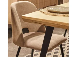Pack 4 sillas comedor Mos mod. moderno beige tapiz patas metal negro 58x86x50 cm