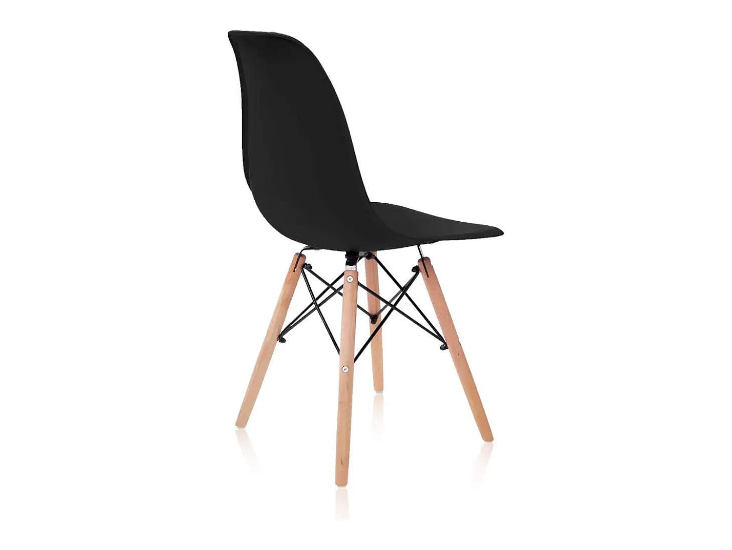 Pack 4 sillas con estructura en madera de haya y base en negro 46 cm Tower Wood Negro