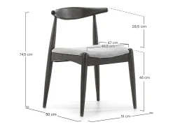 Pack 2 sillas Corzo Color Nogal, Madera Maciza, 52,5 x 50 x 74,5 cm