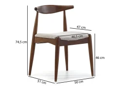 Pack 2 sillas Corzo Color Nogal, Madera Maciza, 52,5 x 50 x 74,5 cm