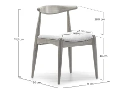 Pack 2 sillas Corzo Color Roble, Madera Maciza, 52,5 x 50 x 74,5 cm