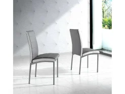 Pack 4 Sillas de Comedor Meli, Sillas Salón Polipiel Gris 45x92x54cm