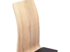 Pack 4 sillas de Comedor, Silla de salón o Cocina, Acabado en símil Piel Color Negro y Madera, Medidas: 44 cm (Ancho) x 57 cm (Largo) x 97 cm (Alto)