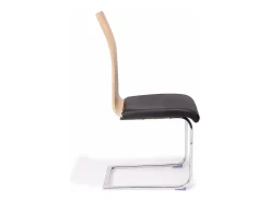 Pack 4 sillas de Comedor, Silla de salón o Cocina, Acabado en símil Piel Color Negro y Madera, Medidas: 44 cm (Ancho) x 57 cm (Largo) x 97 cm (Alto)