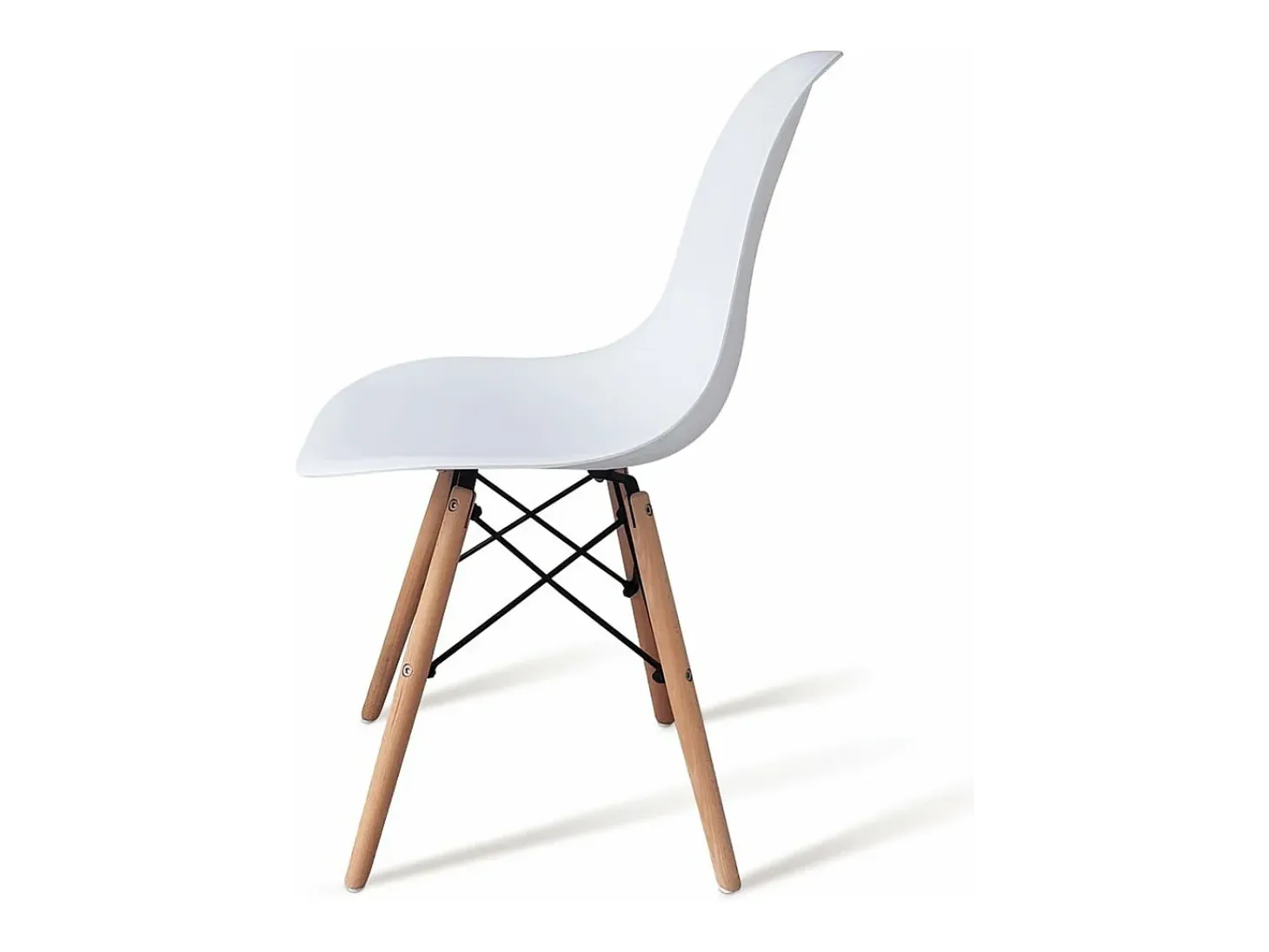 Pack 4 Sillas de Comedor, Sillas Cocinas, Acabado en Blanco y Madera, Medidas: 45 cm (Ancho) x 53 cm (Largo) x 83 cm (Alto)