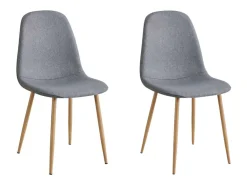 Pack 2 Sillas James Comedor Acero y Polipiel Gris Asiento tapiz. poliéster