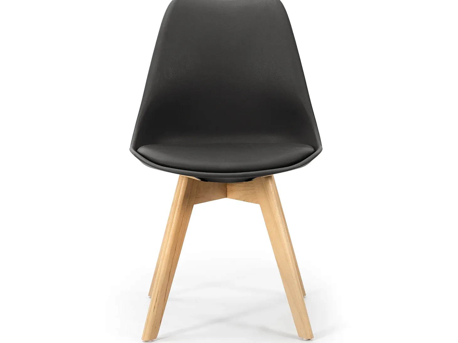 Pack 2 sillas Klara Negro, Pata Madera y Asiento Acolchado